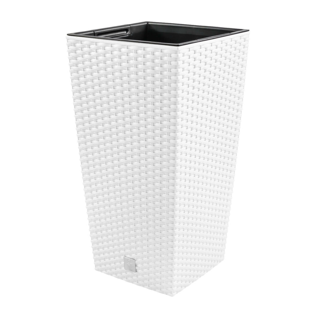 Pote alto com tanque, imitação de rattan natural Rato Square DRTS265-S449 - branco