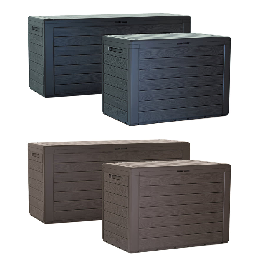 Woodebox caixa de jardim almofada baú de jardim com fechadura (280 litros, umber)