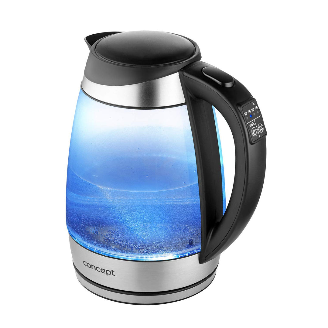 Chaleira elétrica de vidro 1.7L com temperatura controlada Concept RK4120