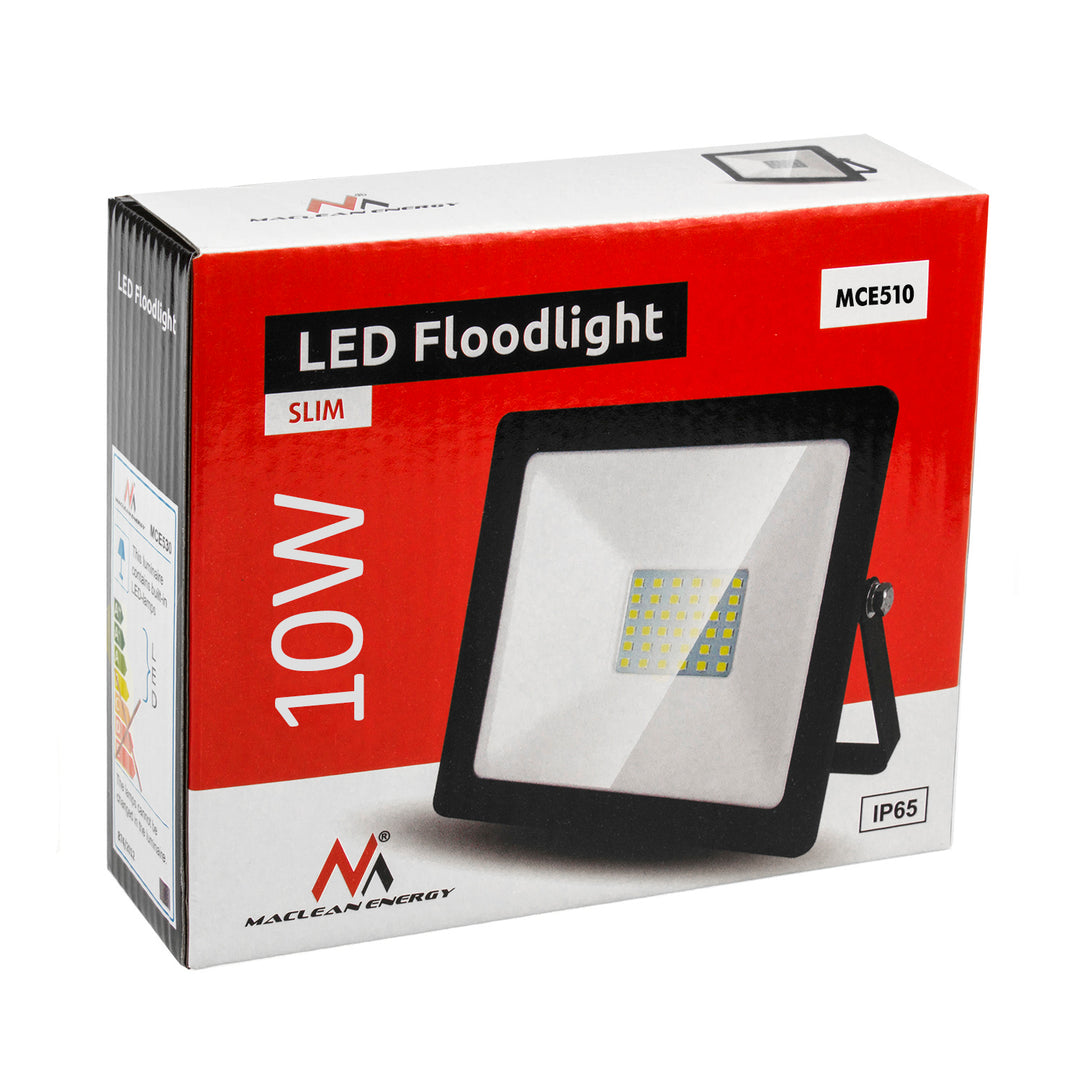 Projetor LED fino de 10W, 800lm branco quente (3000K) IP65 PREMIUM Maclean Energy MCE510 WW,