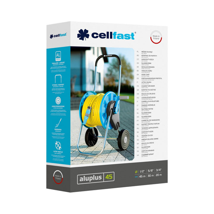 Carretel de mangueira de alumínio 1/2 "45m Cellfast Aluplus