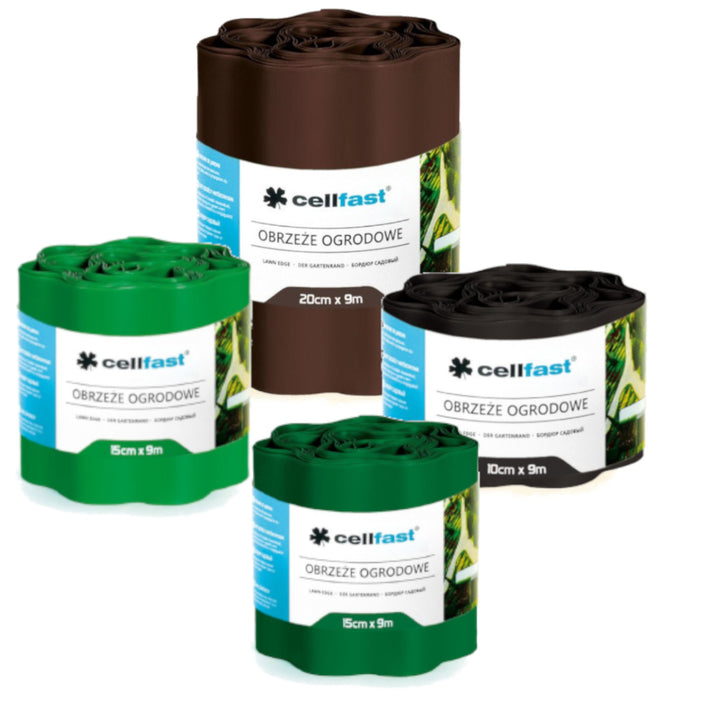 Borde de jardín corrugado de plástico impermeable y flexible 10cm x 9m Cellfast Verde