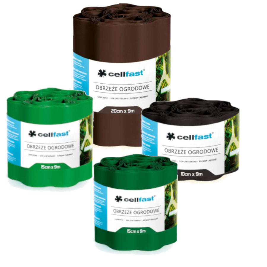 Borde de jardín corrugado de plástico impermeable y flexible 10cm x 9m Cellfast Verde