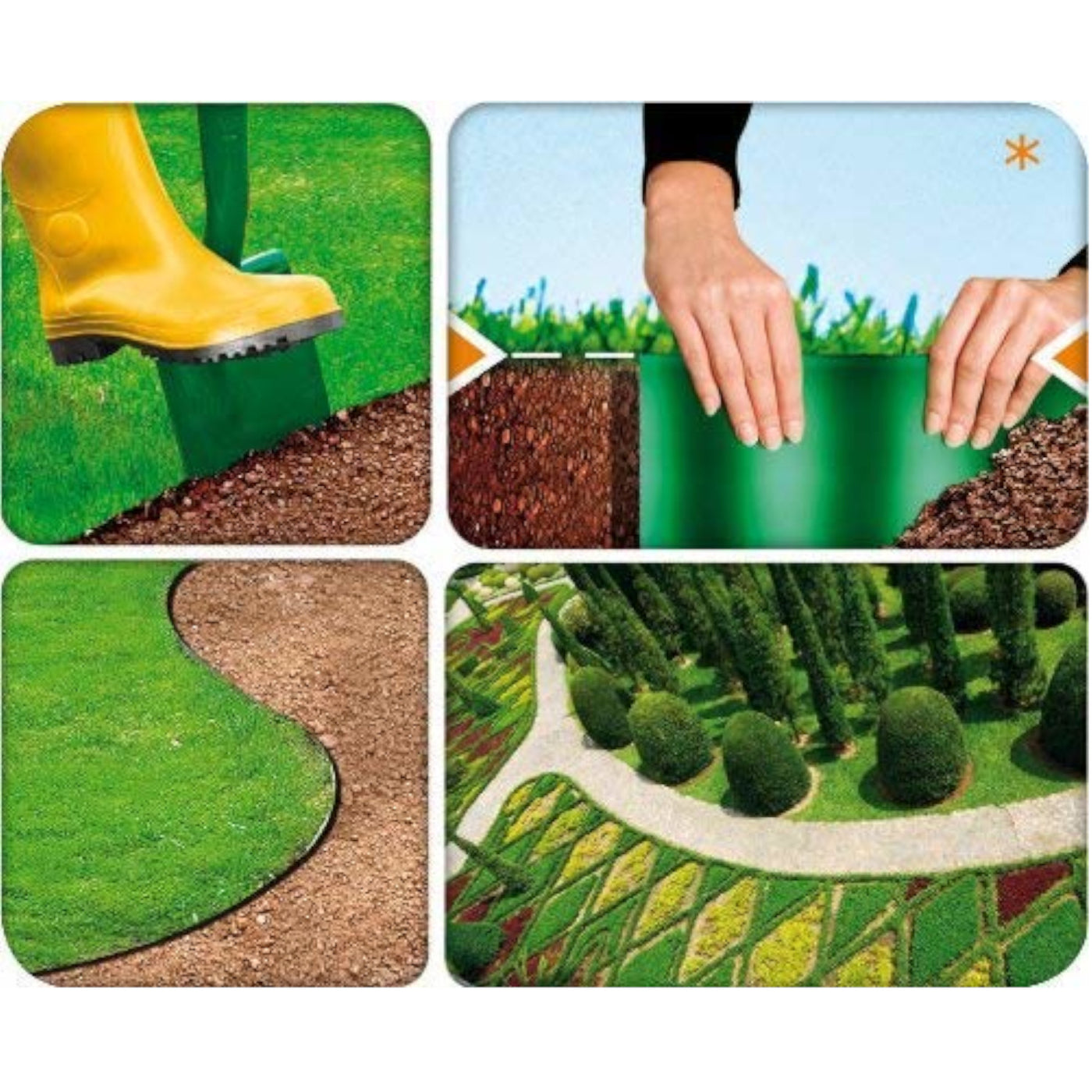 Borda de jardim ondulada de plástico impermeável e flexível 15cm x 9m Cellfast VERDE