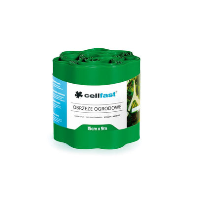 Borde de jardín corrugado de plástico impermeable y flexible 15cm x 9m Cellfast VERDE