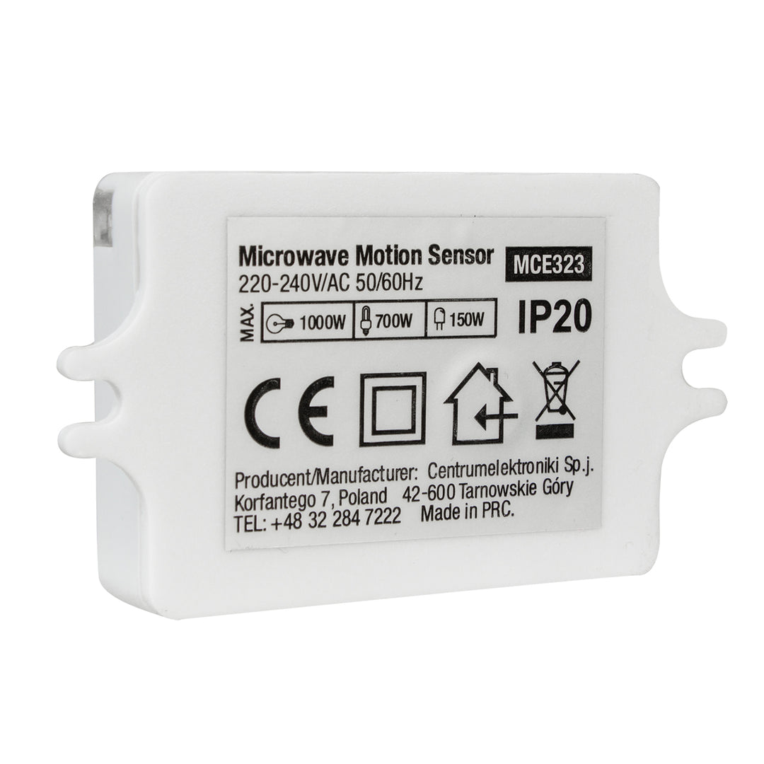 Sensor de movimento de microondas com nível de intensidade de luz ajustável, tempo de iluminação e sensibilidade/faixa operacional Maclean Energy MCE323