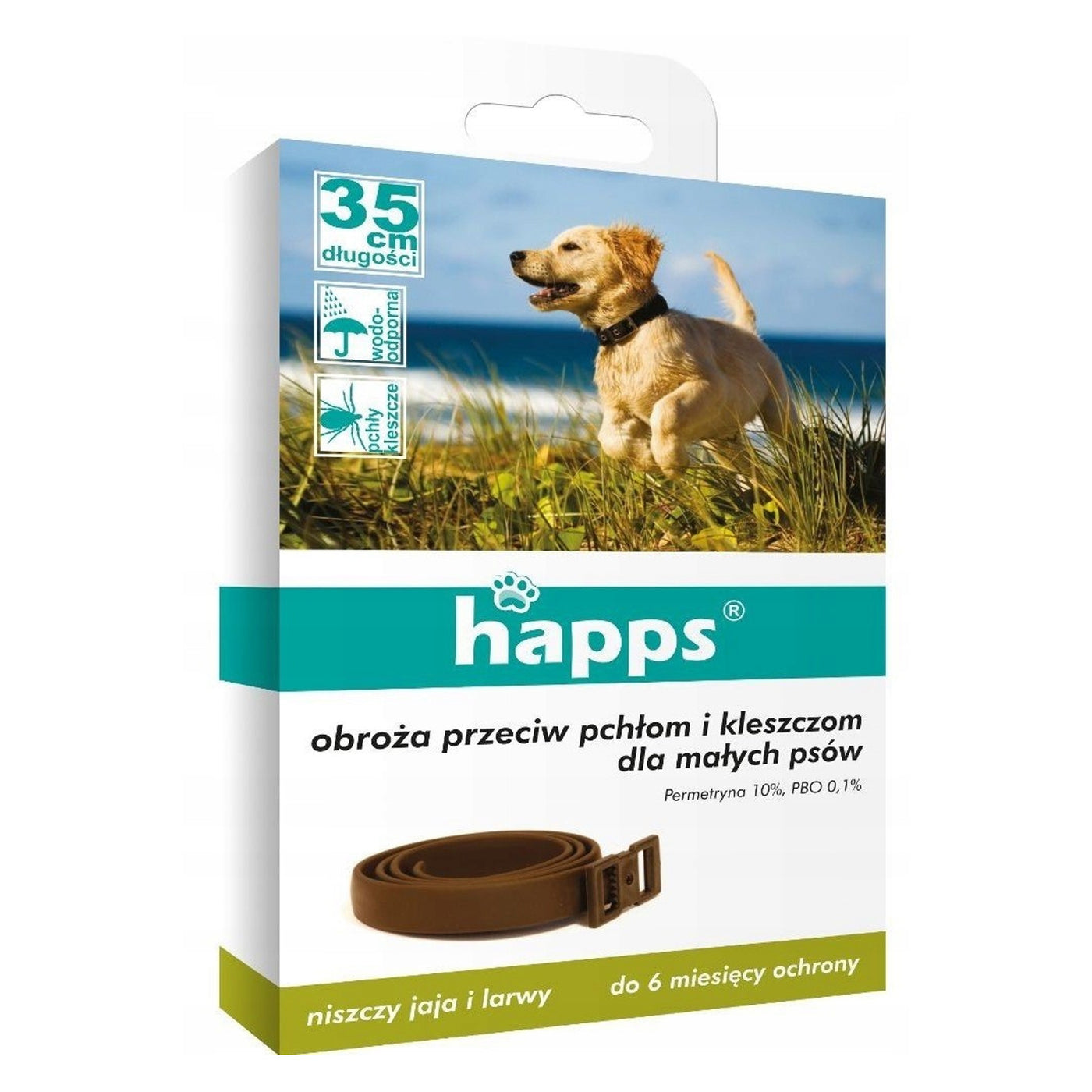 Coleira antipulgas e carrapatos para cães pequenos 35cm Happs