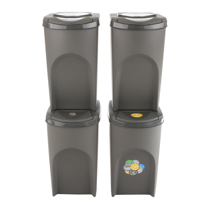 Conjunto de 4 contentores de reciclagem com capacidade de 140L Sortibox 4x35L