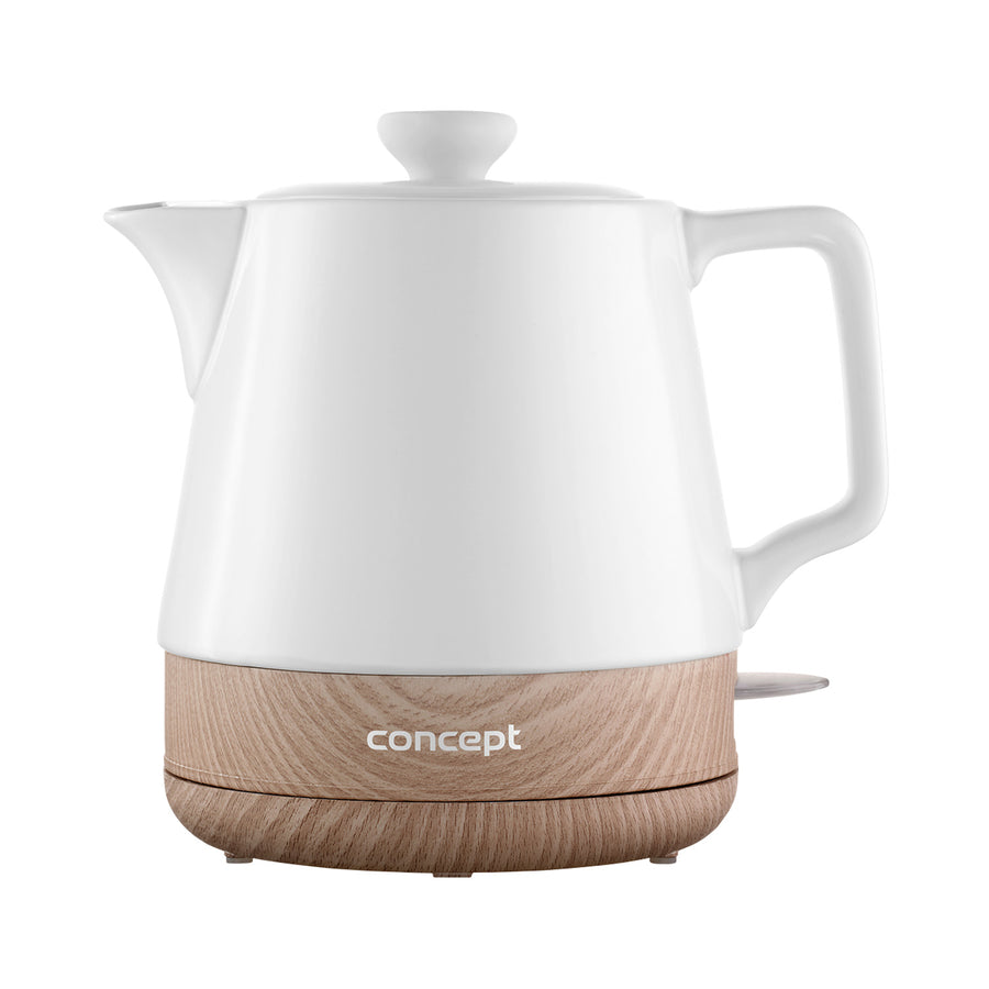 Concept RK0060 Chaleira elétrica de cerâmica de 1,0 litro, branca com textura de madeira