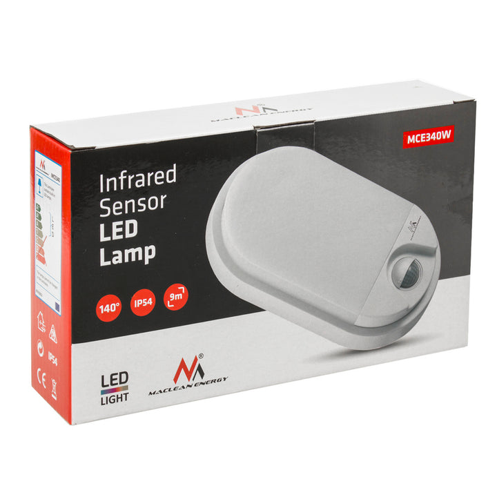 Lámpara LED con sensor de movimiento por infrarrojos 1100lm 15W IP54 blanco, blanco natural (4000K) MCE340 W Maclean Energy