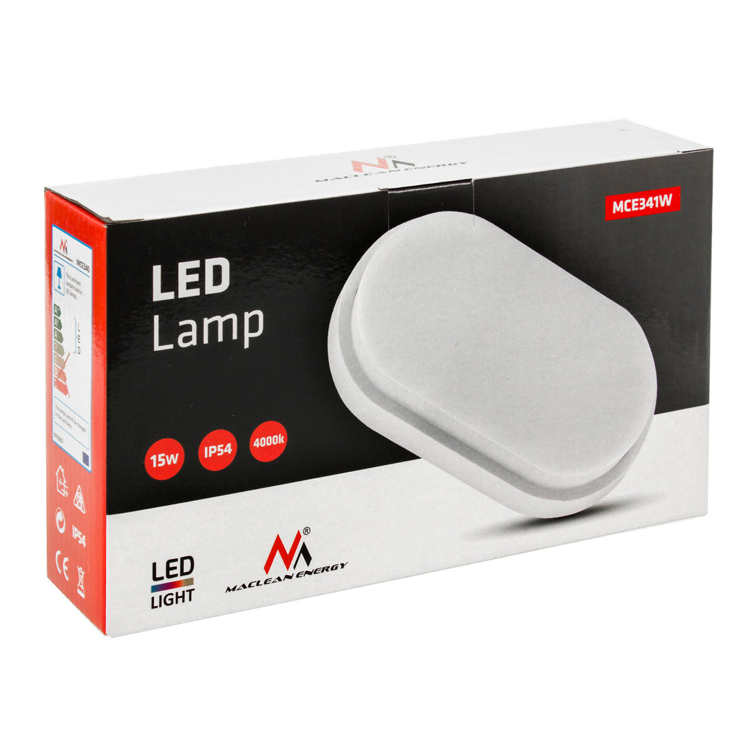 Aplique e plafon LED MCE341 W 1100lm 15W IP54 Maclean Energy branco, branco natural (4000K)