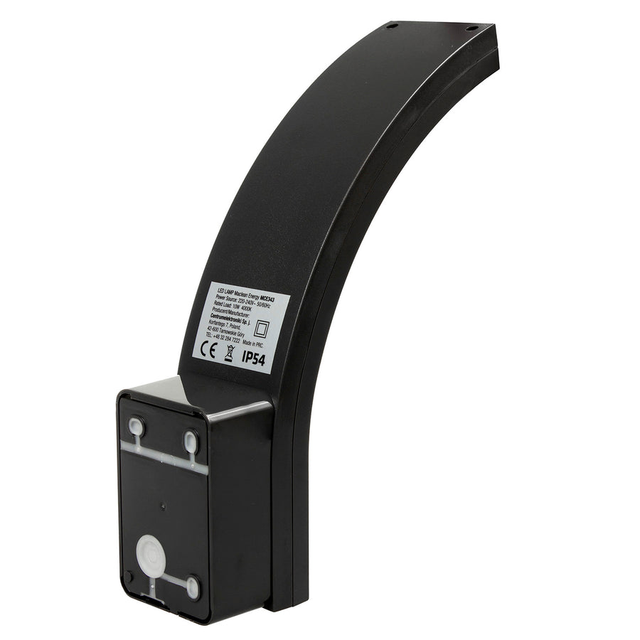 Candeeiro de fachada LED MCE343 B 800lm 10W IP54 Maclean Energy preto, branco natural (4000K)