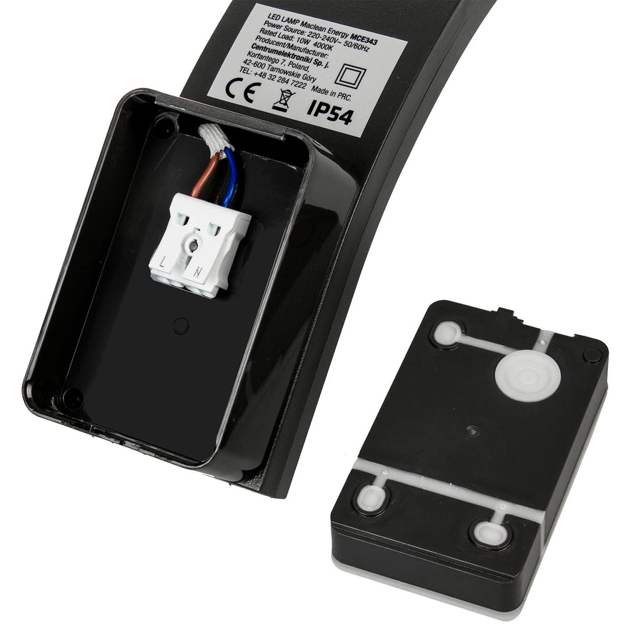 Candeeiro de fachada LED MCE343 B 800lm 10W IP54 Maclean Energy preto, branco natural (4000K)