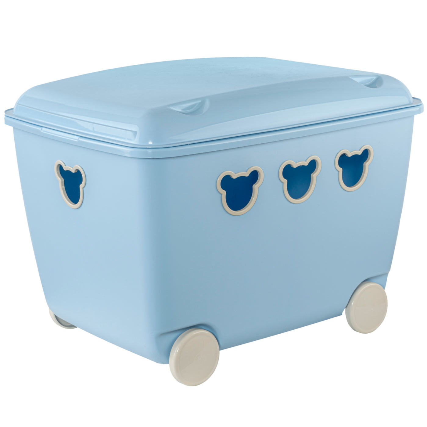 Contenedor para juguetes con ruedas 55L BranQ Teddy azul