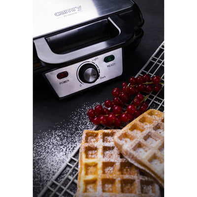 A máquina de waffles de 1600 W assa 2 waffles XXL ao mesmo tempo Camry CR 3046