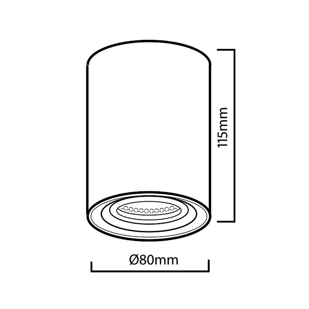 Foco de techo orientable con casquillo GU10 para lámparas LED y halógenas hasta 40W para montaje en superficie, blanco, 80x115mm, aluminio MCE422 B