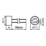 Toma de conexión, soporte cerámico GU10 250V ~, corriente nominal 2A, longitud del cable 14cm Maclean Energy MCE428