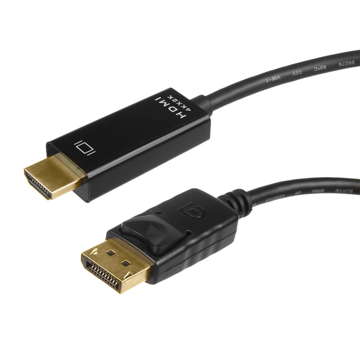 Cable de conexión Display Port (DP) a HDMI 4K / 30Hz con conexiones chapadas en oro 1.8m negro Maclean MCTV-714