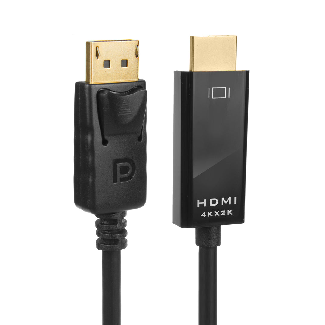 Cable de conexión Display Port (DP) a HDMI 4K / 30Hz con conexiones chapadas en oro 1.8m negro Maclean MCTV-714