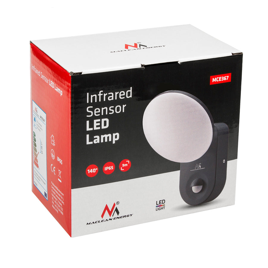 Aplique LED com sensor de movimento PIR, sensor crepuscular, luz exterior, aplique Iluminação interior/exterior IP65 4000K branco neutro 15W, 1100lm Maclean MCE367