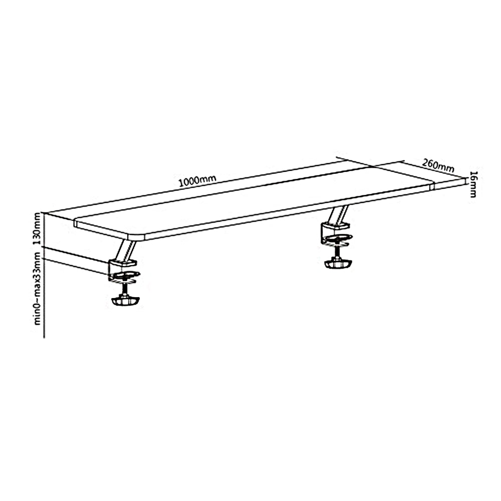 Ergo Office ER-409 Soporte de monitor 13"~32" hasta un máximo de 20kg Estante de mesa 100x26cm Tablero de estantería Soporte de mesa