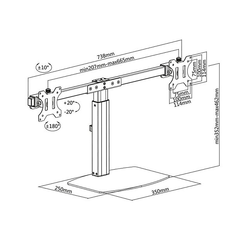 Ergo Office ER-411 Suporte universal de 2 monitores para dois monitores de 17" a 27" 2 x 6kg