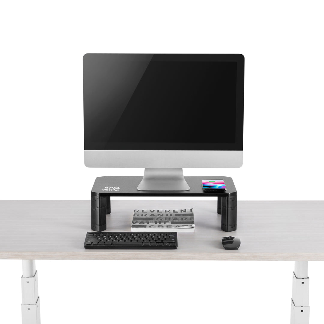 Soporte de pantalla ajustable en altura con soporte de monitor de carga inalámbrica Qi de 17"~32" hasta un máximo de 20 kg de carga por inducción