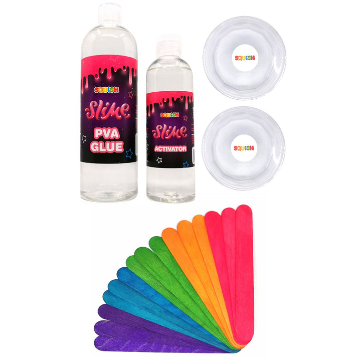 Material plástico caja arcoíris set para niño, material plástico para SLIME
