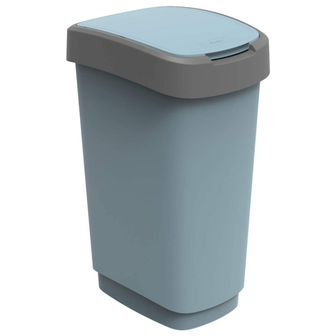 Cubo de basura con tapa abatible de plástico reciclado pp Rotho Twist ECO 50L azul