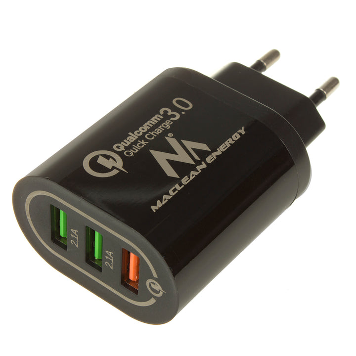 Carregador USB universal QC 3.0 Adaptador de carregamento 3xUSB Unidade de fonte de alimentação com função de carregamento rápido 1x Adaptador Carga rápida 3,6-6V / 3A 6-9V / 2A 9-12V / 1,5 2X 5V / 2.1A (preto)...