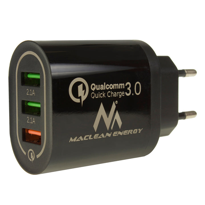 Carregador USB universal QC 3.0 Adaptador de carregamento 3xUSB Unidade de fonte de alimentação com função de carregamento rápido 1x Adaptador Carga rápida 3,6-6V / 3A 6-9V / 2A 9-12V / 1,5 2X 5V / 2.1A (preto)...