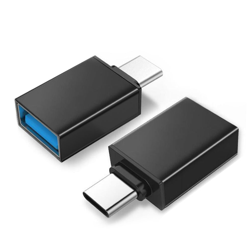 Adaptador USB A para USB Tipo C com função OTG para smartphones e tablets, suporta sincronização, transferência de dados, Plug &amp; Play preto