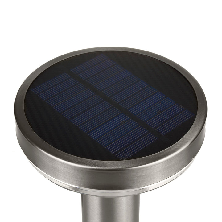 Lâmpada solar LED com sensor cromado fosco, IP44, 3 modos de iluminação, bateria Li-ion 18650 3,7V 1200 mAh, embutida, Maclean MCE465 C/M