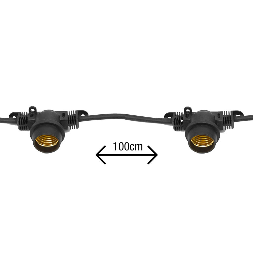 Guirnalda de luces para jardín (10 m, para 10 fuentes de luz con casquillo E27, para interiores y exteriores, sin bombillaMaclean Energy MCE410