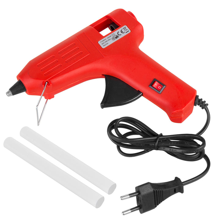 Pistola de pegamento caliente 40W + 2x barras de pegamento caliente Barras de pegamento transparentes para manualidades y reparaciones Pistola de pegamento caliente