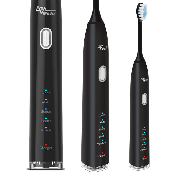 Escova de dentes Sonic Promedix PR-740 B preta, 5 modos, temporizador, indicador de nível de bateria 2 dicas incluídas