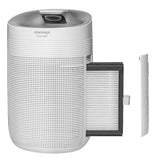 Concept Perfect Air OV1200 Deshumidificador y purificador de aire 2 en 1 750 ml / día para habitaciones de hasta 25m2, filtración de 3 etapas, purificador de aire de habitación con filtro de carbón Hepa 13 1L (blanco)