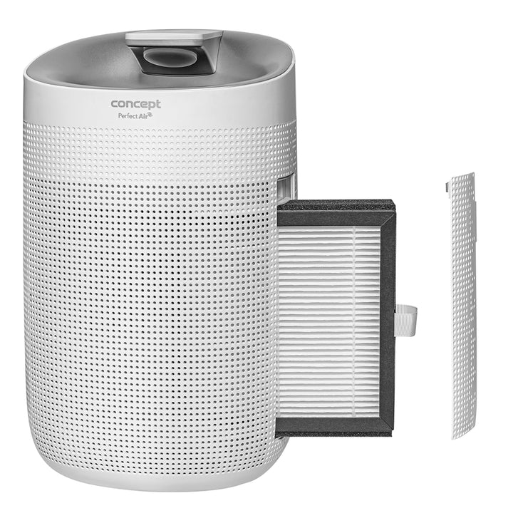 Concept Perfect Air OV1200 Desumidificador e purificador de ar 2 em 1 750 ml/dia para ambientes de até 25m2, filtração em 3 estágios, purificador de ar ambiente com filtro de carbono Hepa 13 1L (branco)