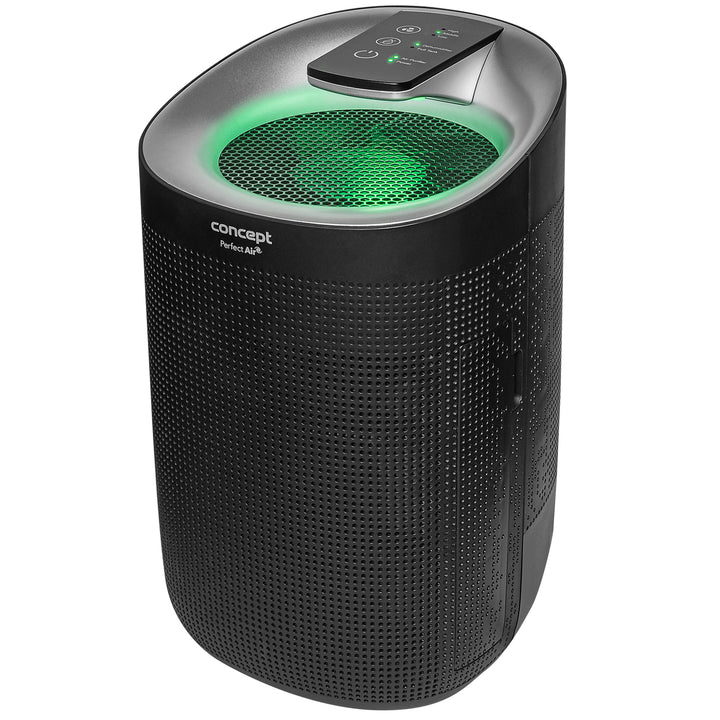 Perfect Air OV1210 Desumidificador e purificador de ar 2 em 1 750 ml/dia para ambientes de até 25m2, filtração em 3 estágios, purificador de ar ambiente com filtro de carbono Hepa 13 1L (preto)