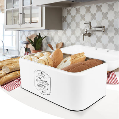 Caixote de pão metálico Maestro MR1771 XL PARIS Branco-Preto 42cm