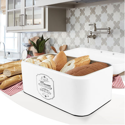 Caixote de pão metálico Maestro MR1771 XL PARIS Branco-Preto 30cm