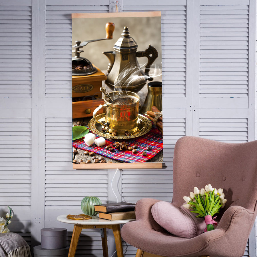 Painel de aquecimento infravermelho flexível de 430 W com regulador TRIO, design 5 café, dimensões 100x57 cm