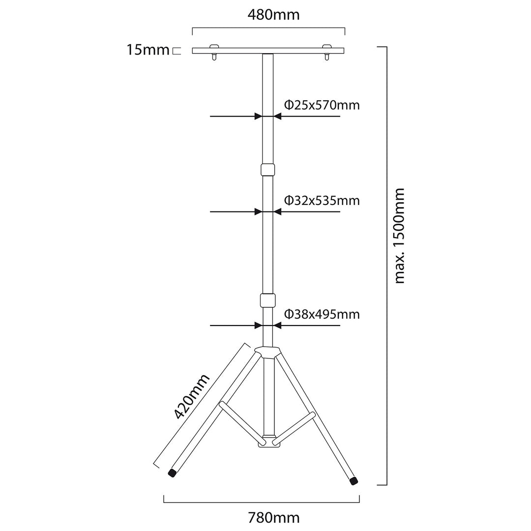 Suporte de trabalho para 2 focos LED amarelos, em aço, máx. altura 1,5 m Maclean Energia MCE583