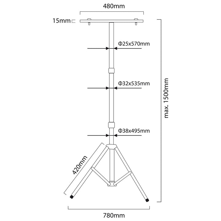 Suporte de trabalho para 2 focos LED amarelos, em aço, máx. altura 1,5 m Maclean Energia MCE583