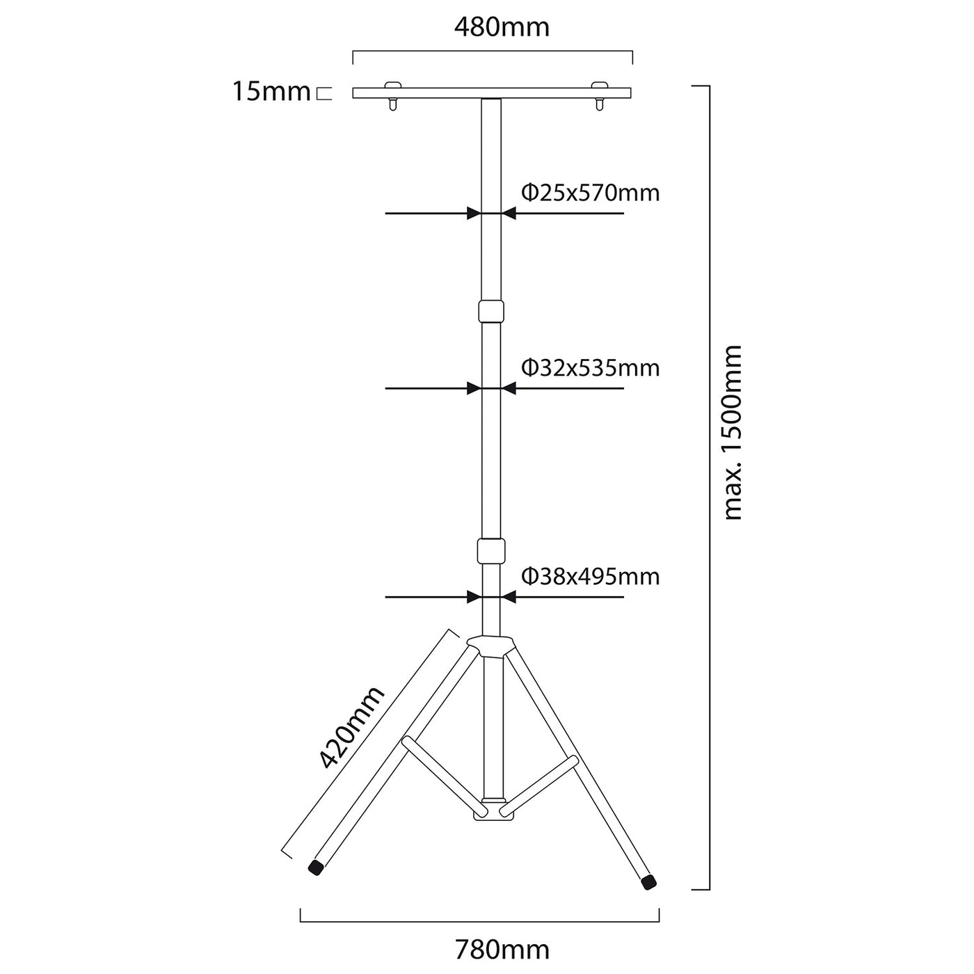 Suporte de trabalho para 2 focos LED amarelos, em aço, máx. altura 1,5 m Maclean Energia MCE583