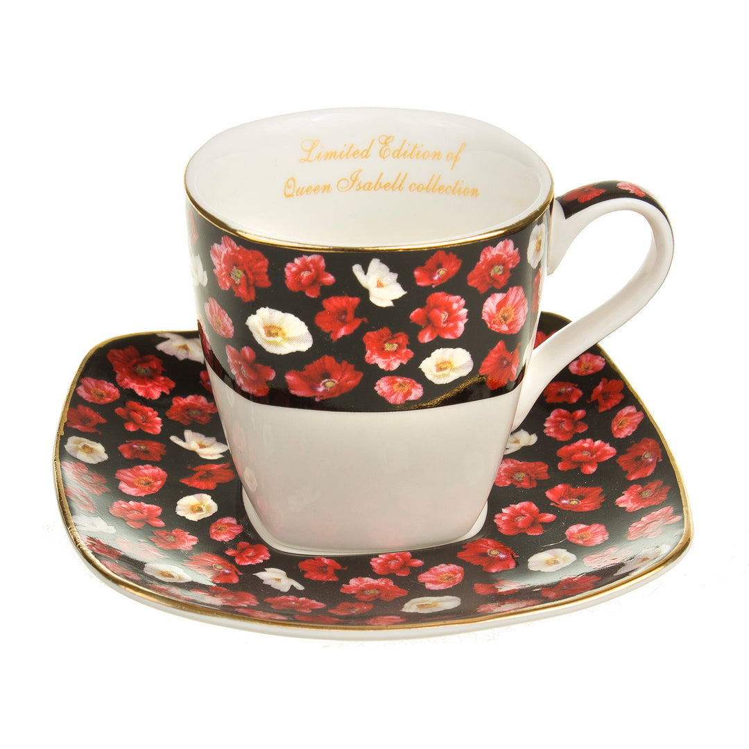 Espresso porcelana set para dos personas, tazas con platillos y cuchara, idea de regalo 2 x 80 ml