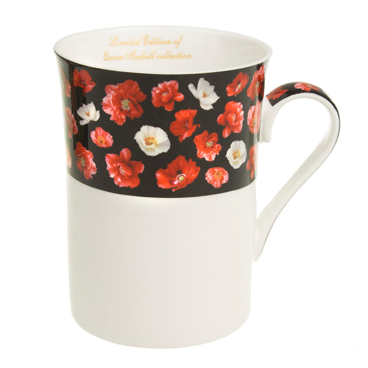 Caneca de porcelana com desenho de papoula 250 ml da Queen Isabell