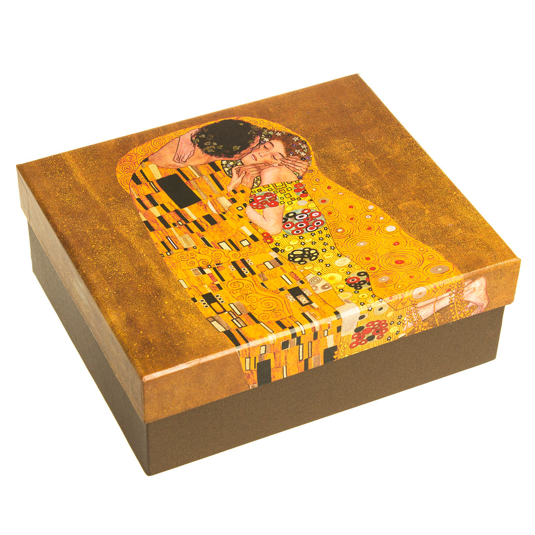 Juego de tazas de café de porcelana, para dos personas, con platillos y cuchara, diseño del beso Klimt