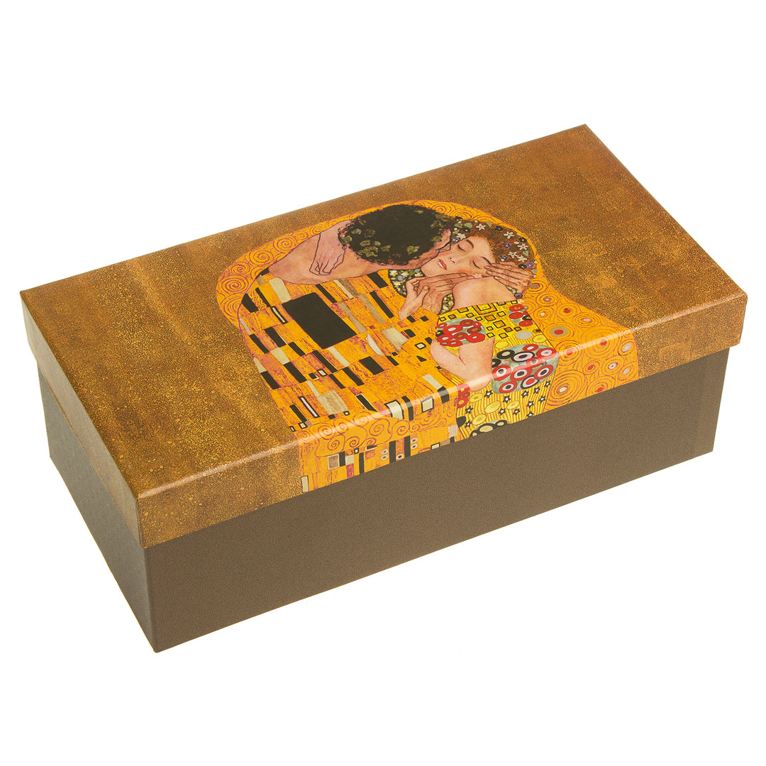 Conjunto de 2 canecas grandes de café 250ml com colher The Kiss Black Gift Idea de Gustav Klimt