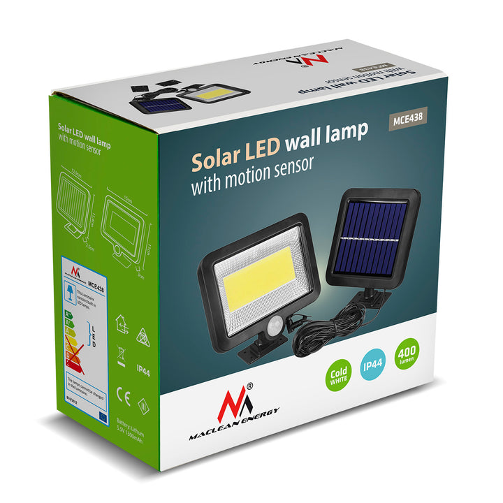 Refletor solar LED com sensor de movimento, aplique solar Maclean MCE438